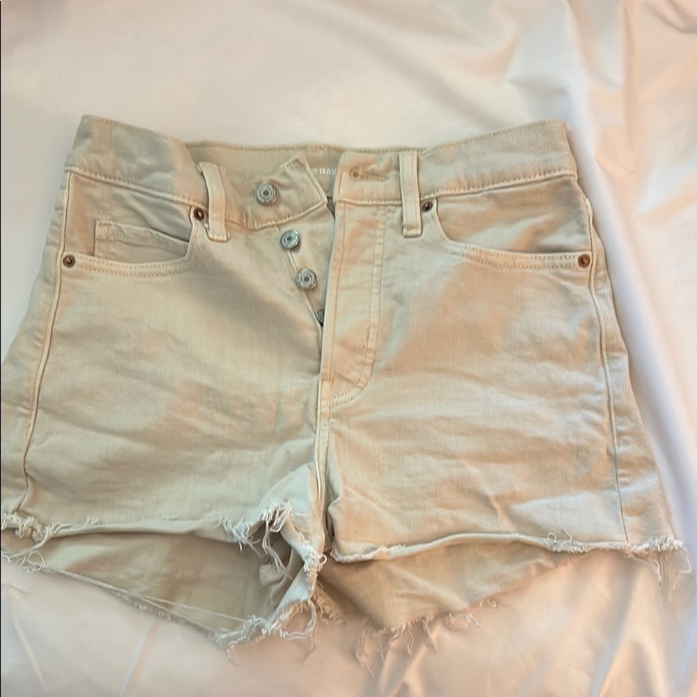 Old Navy Cream Jean Shorts with Frayed Hem